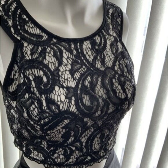 BCX Dress Junior 7 Black White Two Piece Lace Illusion Prom Formal Occasion - Picture 12 of 12